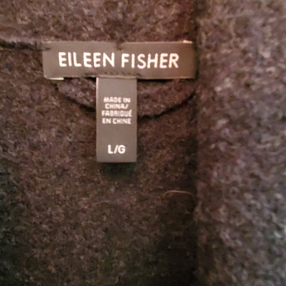 SOLD Eileen Fisher Sweater L Open Front Grey Wool - Picture 7 of 8
